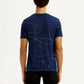 Men's Abstract Navy Blue Slim Fit Seamless T-shirt - Back View