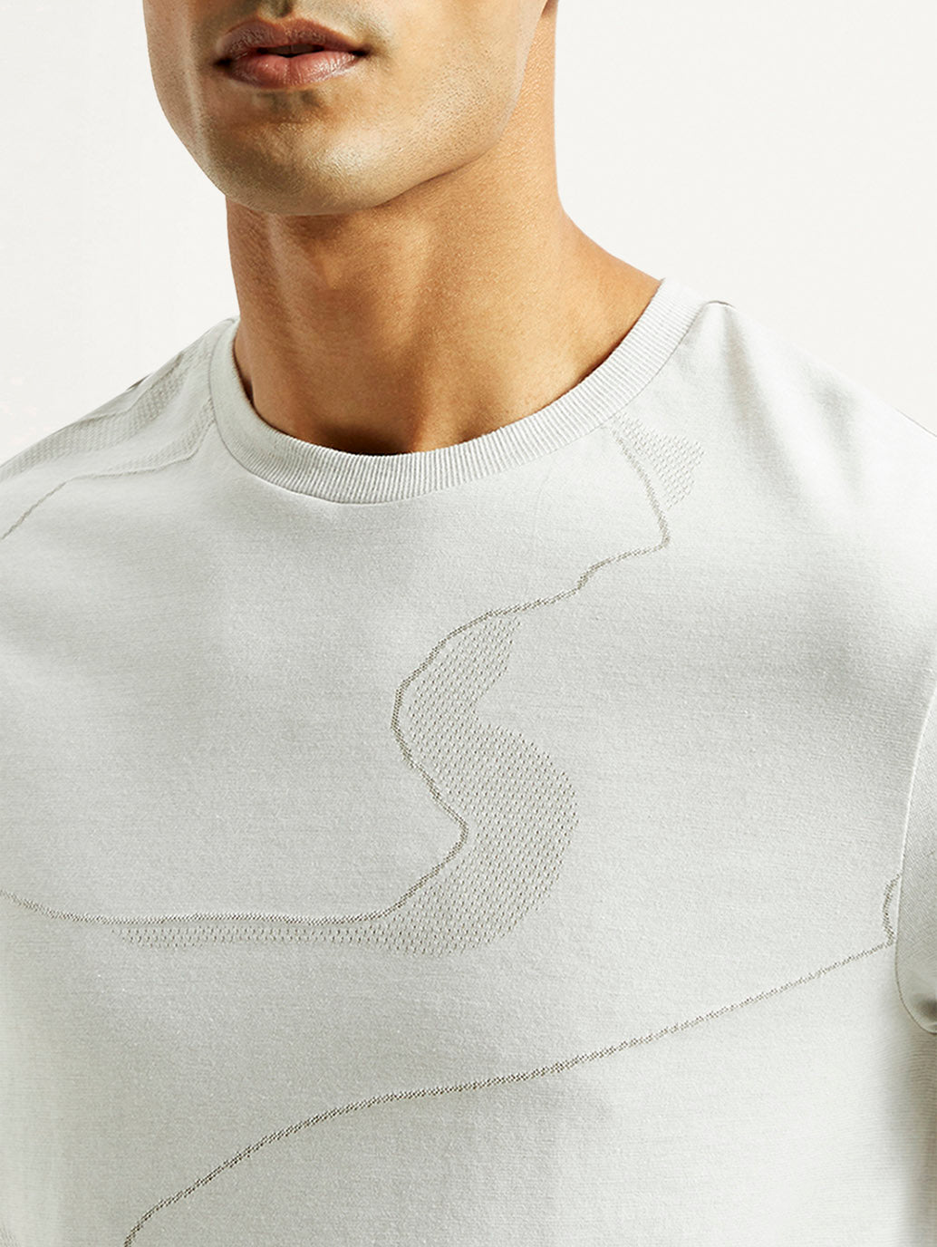 Men's Abstract White Slim Fit T-shirt - Detail View