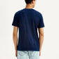 Men's Brand Logo Dark Blue Slim Fit Seamless T-shirt - Back View