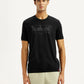 Men's Brand Logo Black Slim Fit Seamless T-shirt - Front View