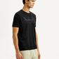 Men's Brand Logo Black Slim Fit Seamless T-shirt - Side View