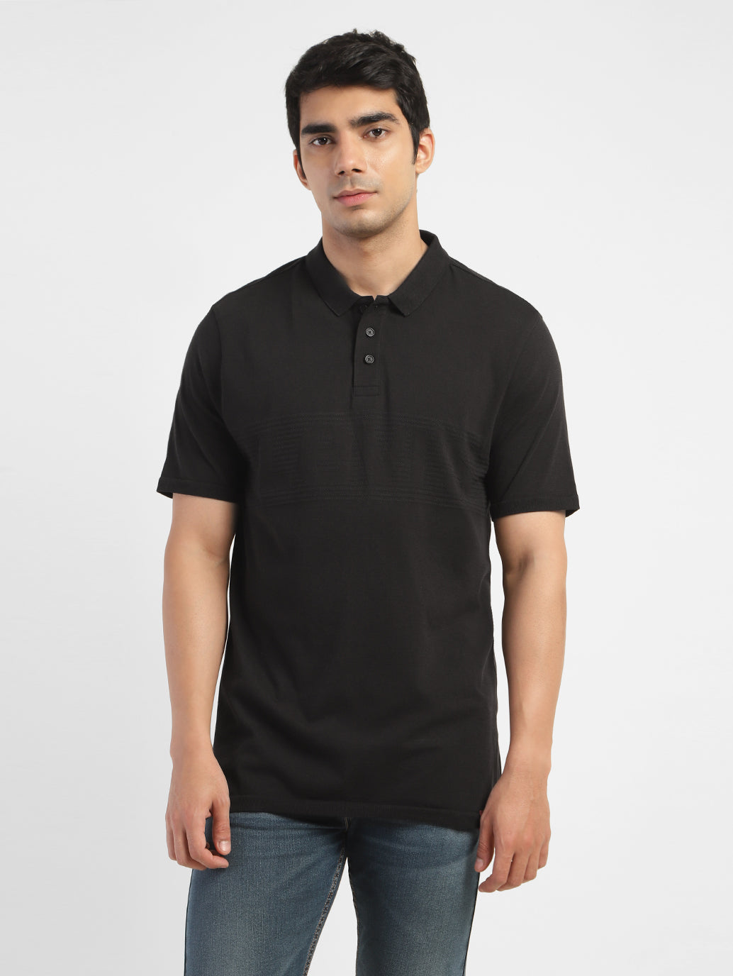 Men s Solid Polo T shirt Black Levis India Store