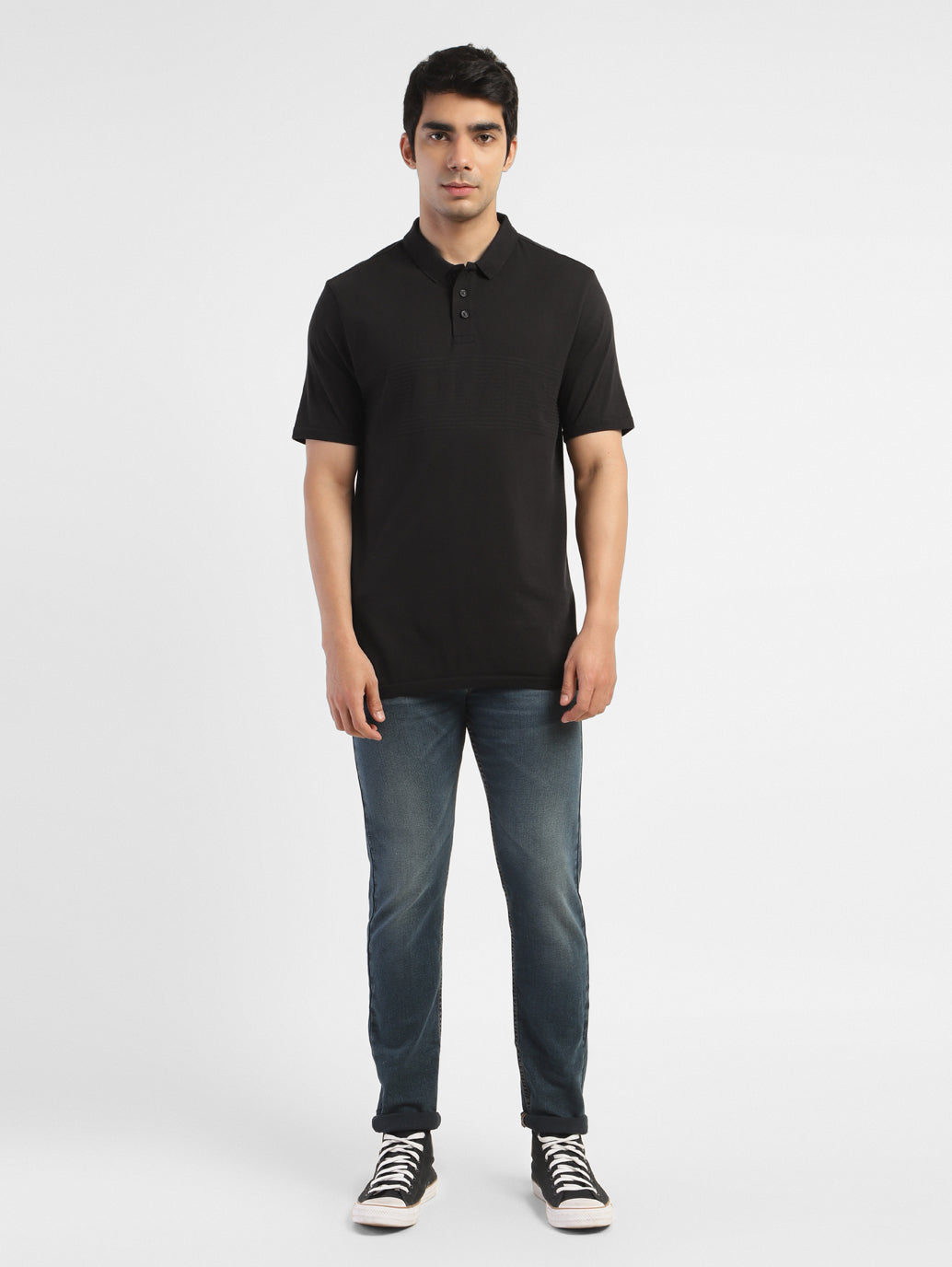 Men's Solid Polo T-shirt Black