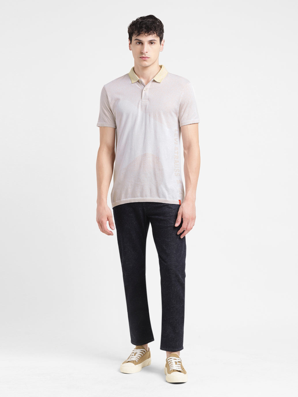 Men's Self Design Polo Collar T-shirt
