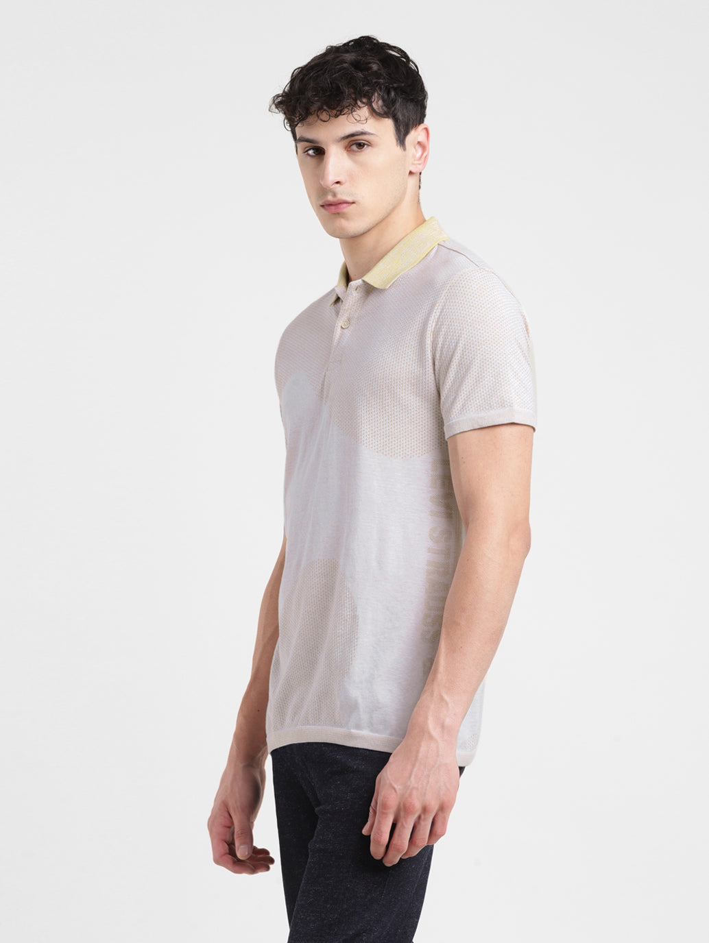 Men's Self Design Polo Collar T-shirt