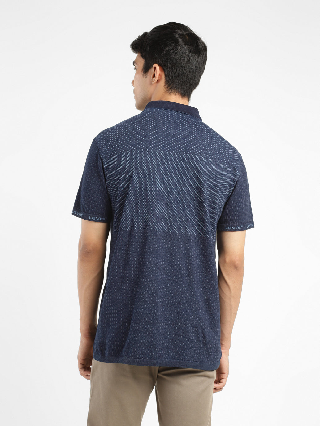 Men's Self Design Polo Collar T-shirt