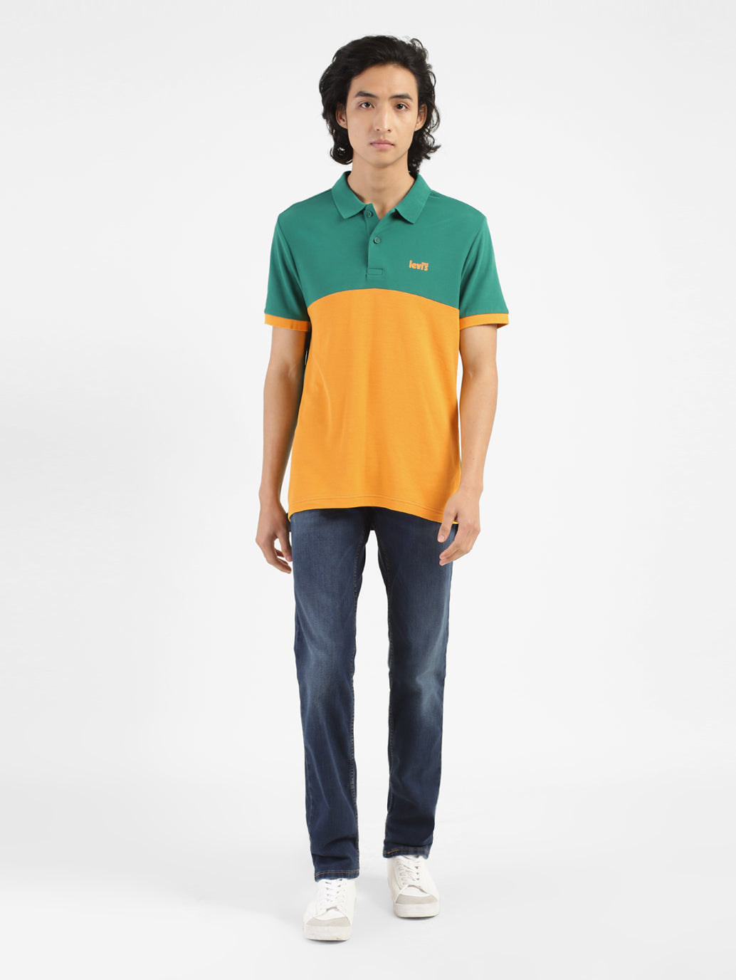 Green and clearance yellow polo shirt