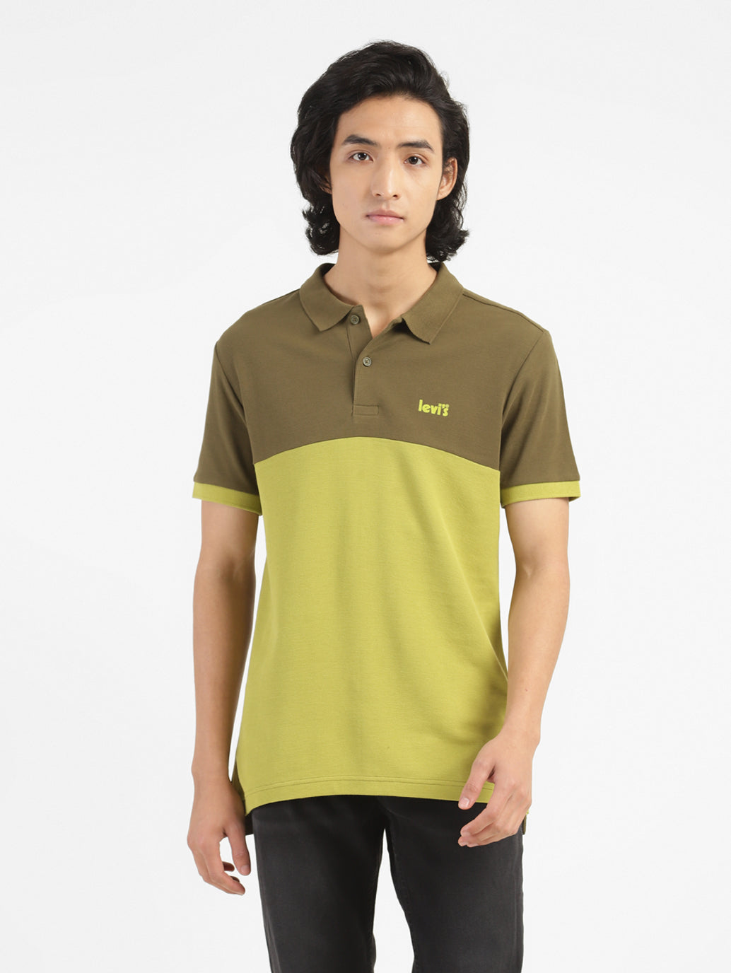 Men's Colorblock Polo T-shirt Olive
