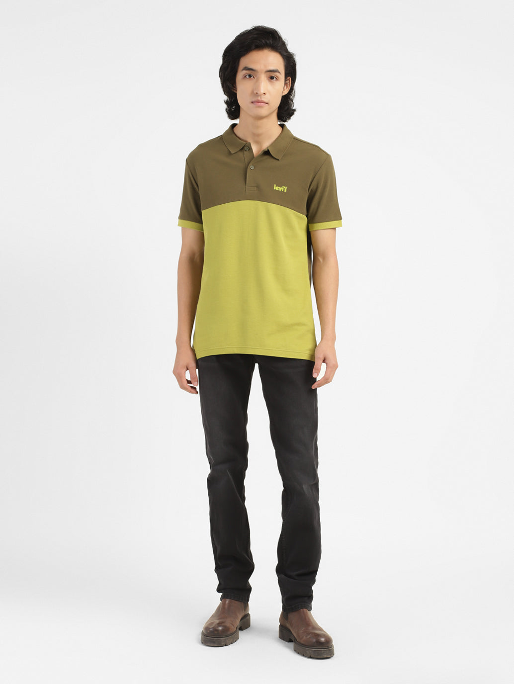 Men's Colorblock Polo T-shirt Olive