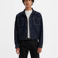 Men's Solid Blue Denim Jacket - Front View