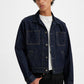 Men's Solid Blue Denim Jacket - Front1 View