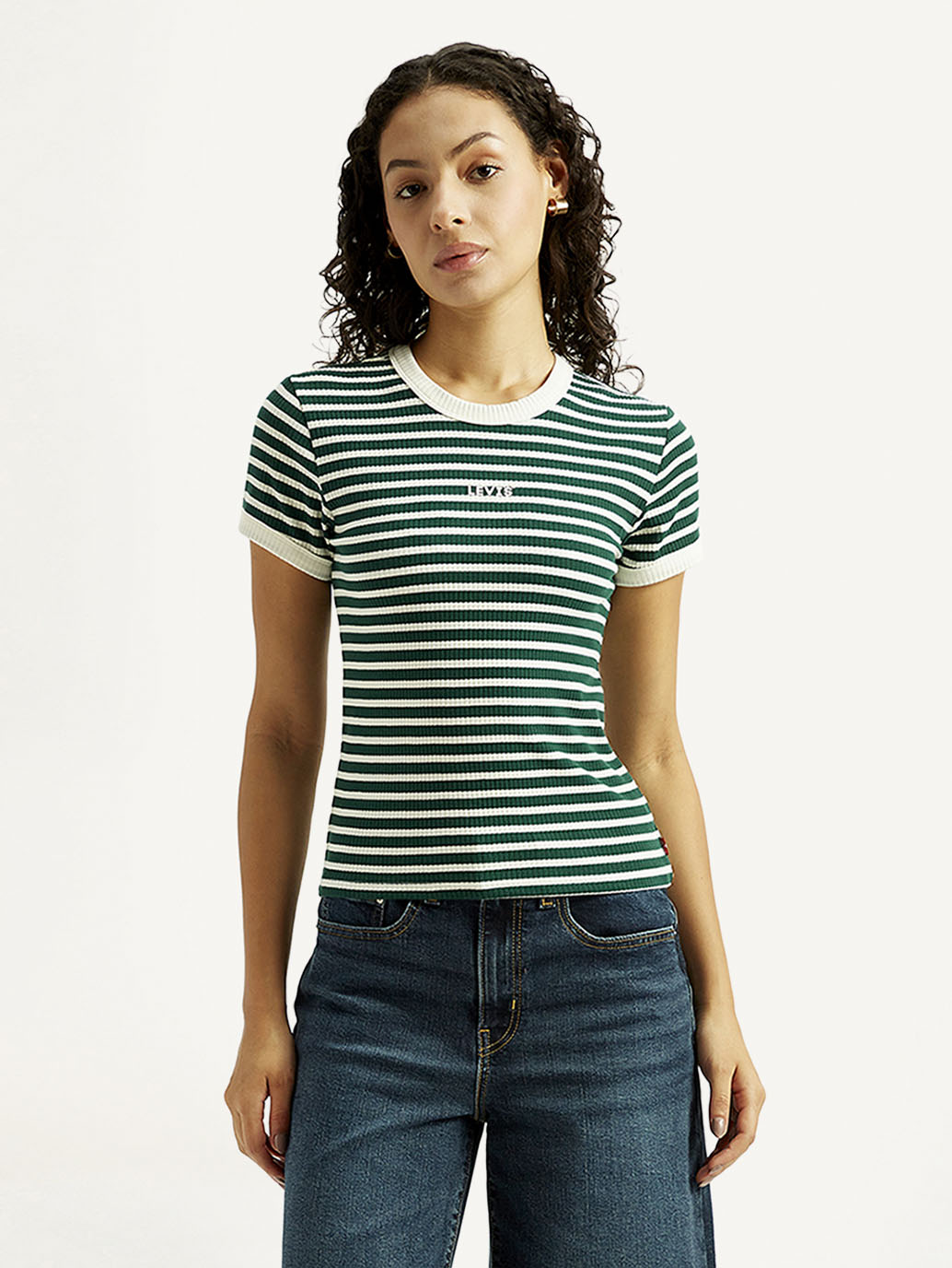 Women's Striped Slim Fit T-shirt - Front View