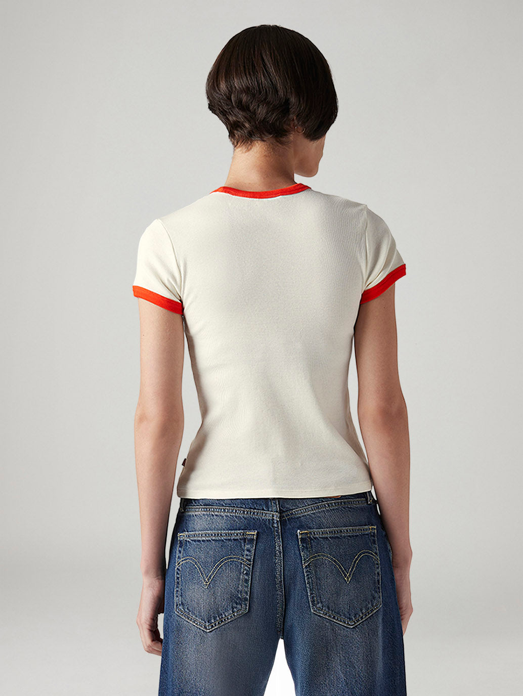 Women's Typography Printed Slim Fit T-Shirt - Back View