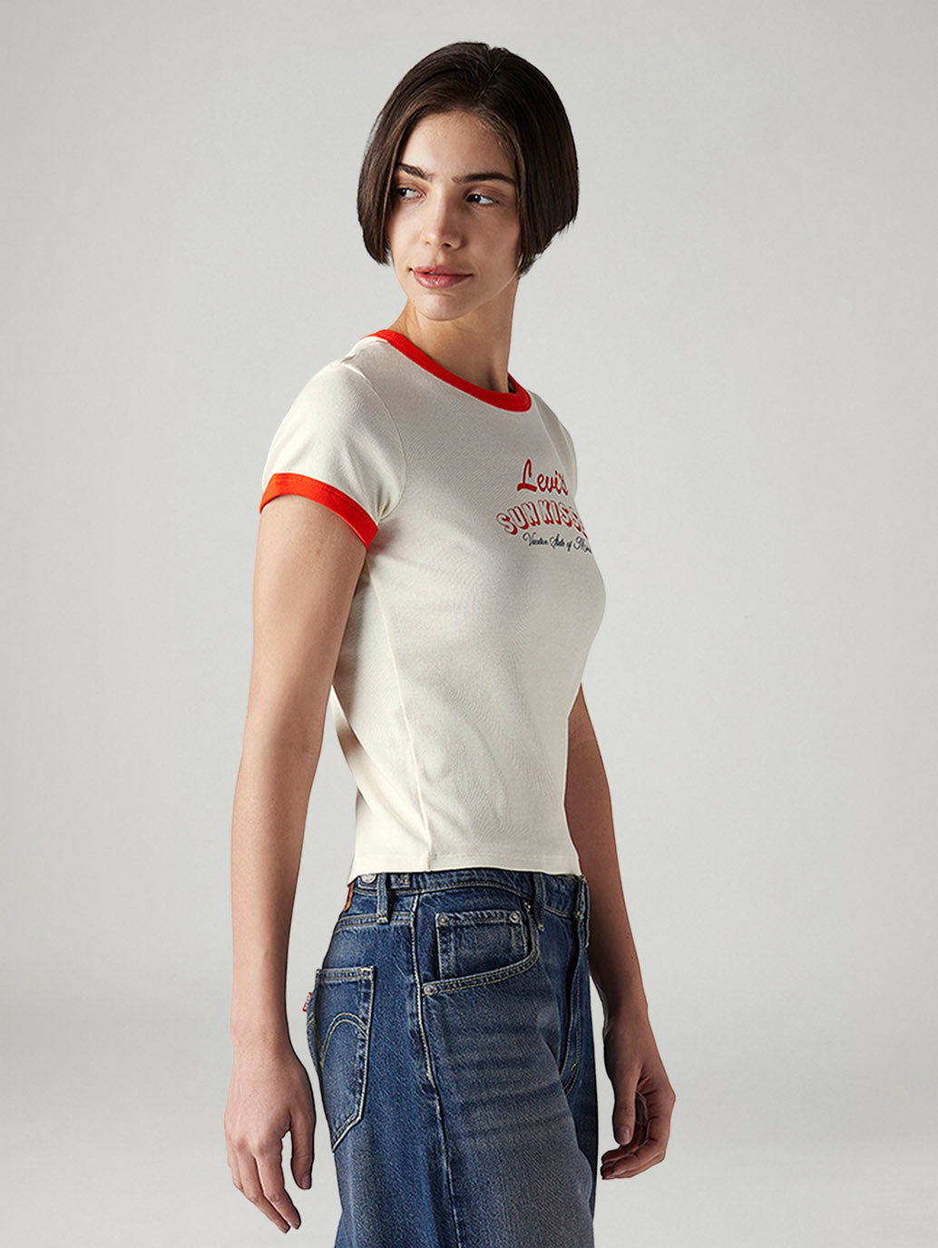 Women's Typography Printed Slim Fit T-Shirt - Side View