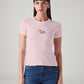 Women's Printed Slim Fit Ribbed T-Shirt - Front View