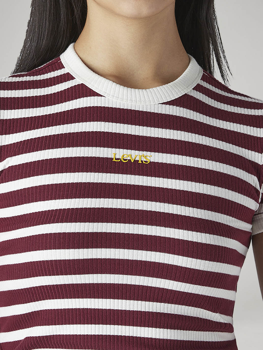 Women's Striped Slim Fit Ribbed T-Shirt - 20 View