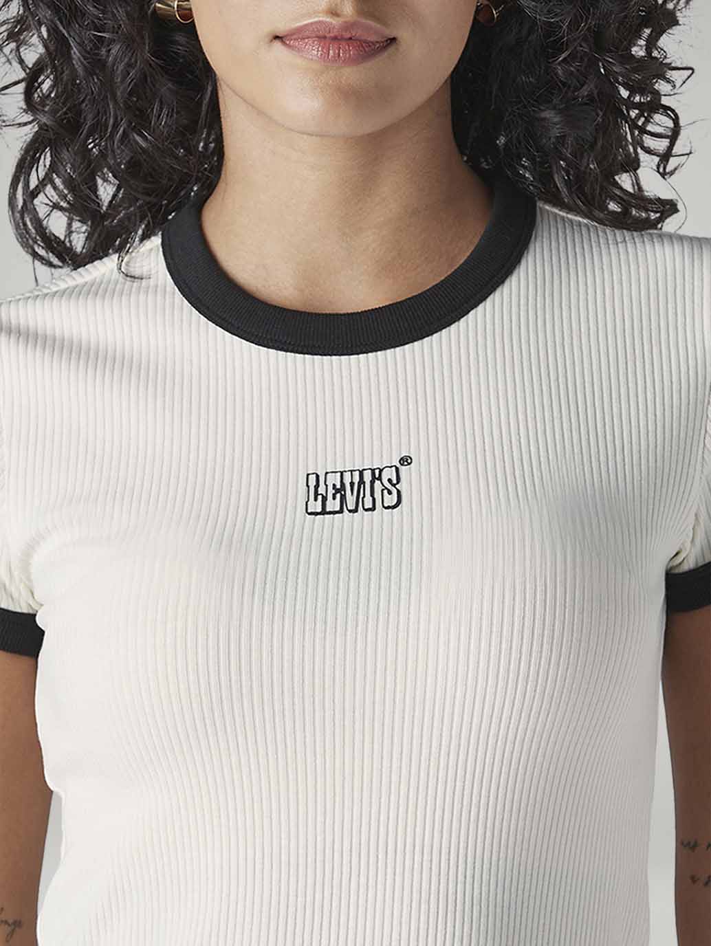 Women's Colorblock Slim Fit Ribbed T-Shirt - Detail View