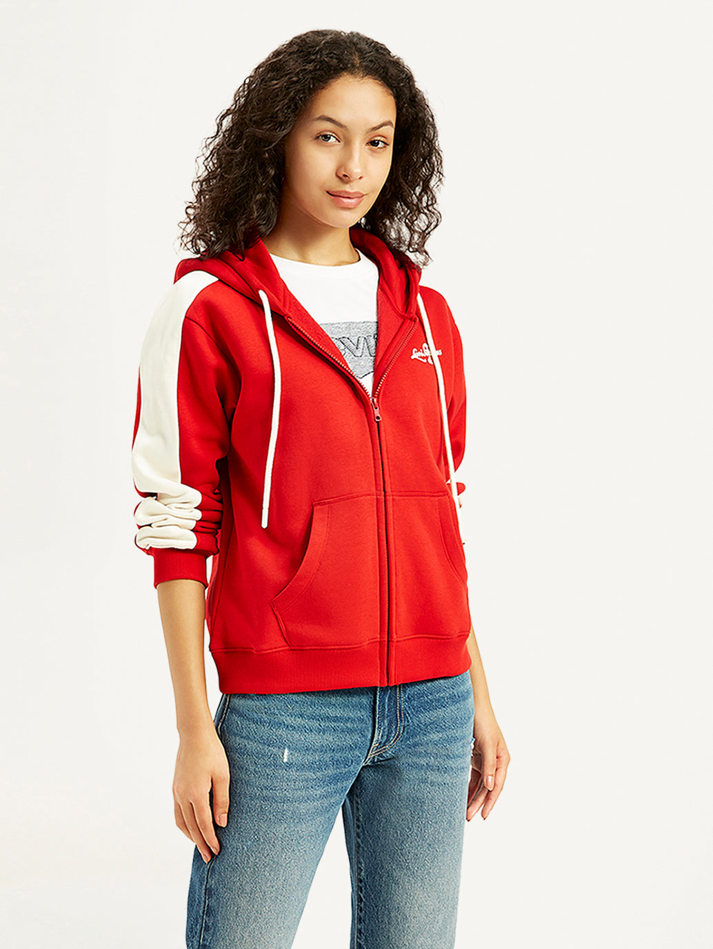 Women's Colorblock Red Hooded Sweatshirt – Levis India Store