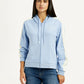 Women's Striped Light Blue Hooded Sweatshirt - Front View
