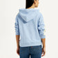 Women's Striped Light Blue Hooded Sweatshirt - Back View