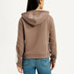 Women's Solid Brown Hooded Sweatshirt - Back View