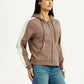 Women's Solid Brown Hooded Sweatshirt - Side View