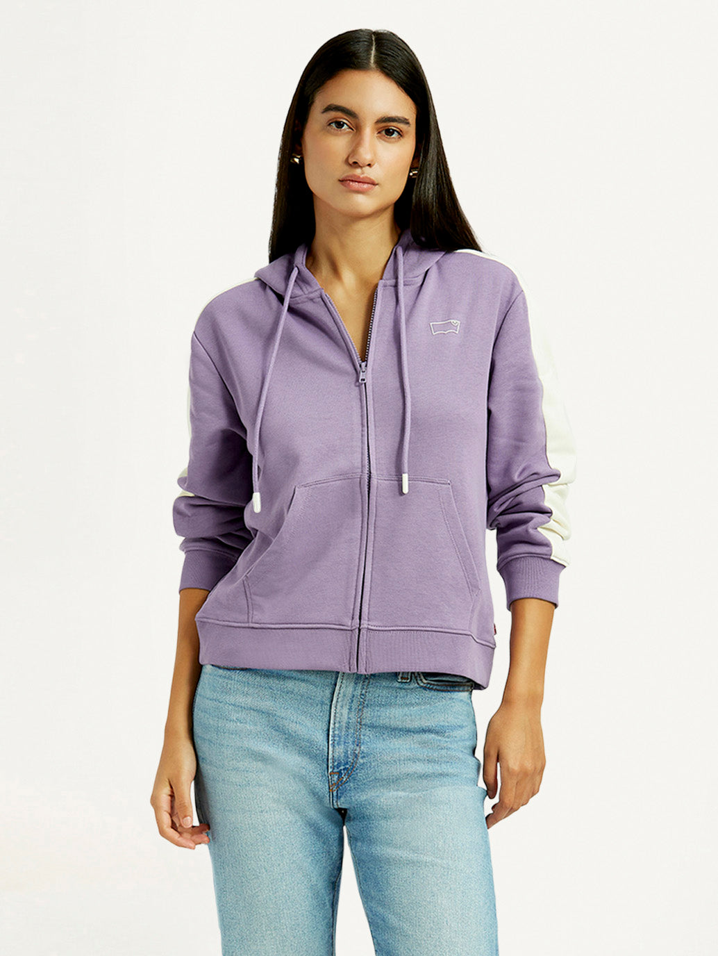 Women's Colorblock Lavender Hooded Sweatshirt