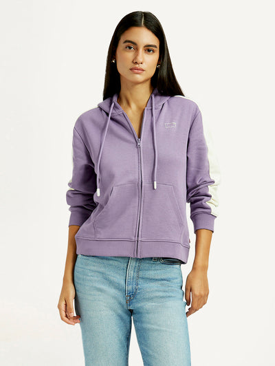 Women's Colorblock Lavender Hooded Sweatshirt