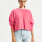 Women's Solid Pink Crew Neck Sweatshirt