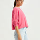 Women's Solid Pink Crew Neck Sweatshirt