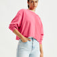 Women's Solid Pink Crew Neck Sweatshirt