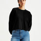 Women's Solid Black Crew Neck Sweatshirt