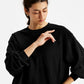 Women's Solid Black Crew Neck Sweatshirt