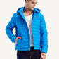 Men's Quilted Blue Hooded Puffer Jacket