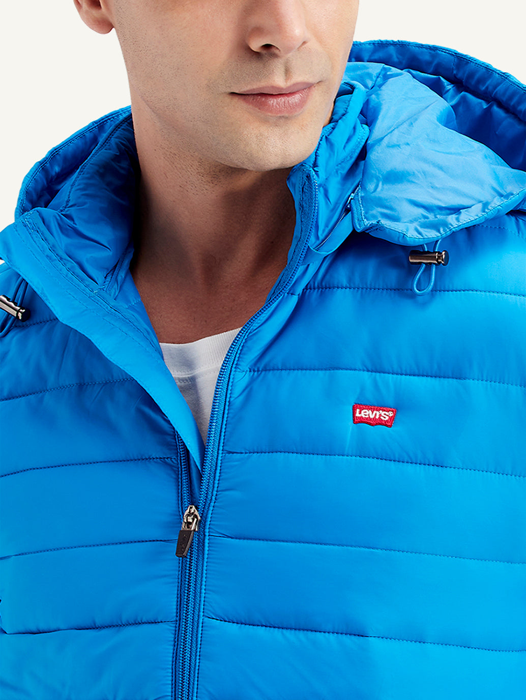 Men's Quilted Blue Hooded Puffer Jacket