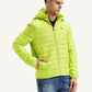 Men's Quilted Lime-Green Hooded Puffer Jacket