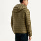 Men's Quilted Brown Hooded Puffer Jacket