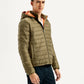 Men's Quilted Brown Hooded Puffer Jacket