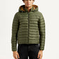 Men's Solid Olive Puffer Jacket - Front View