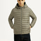 Men's Quilted Grey Puffer Jacket - Front View