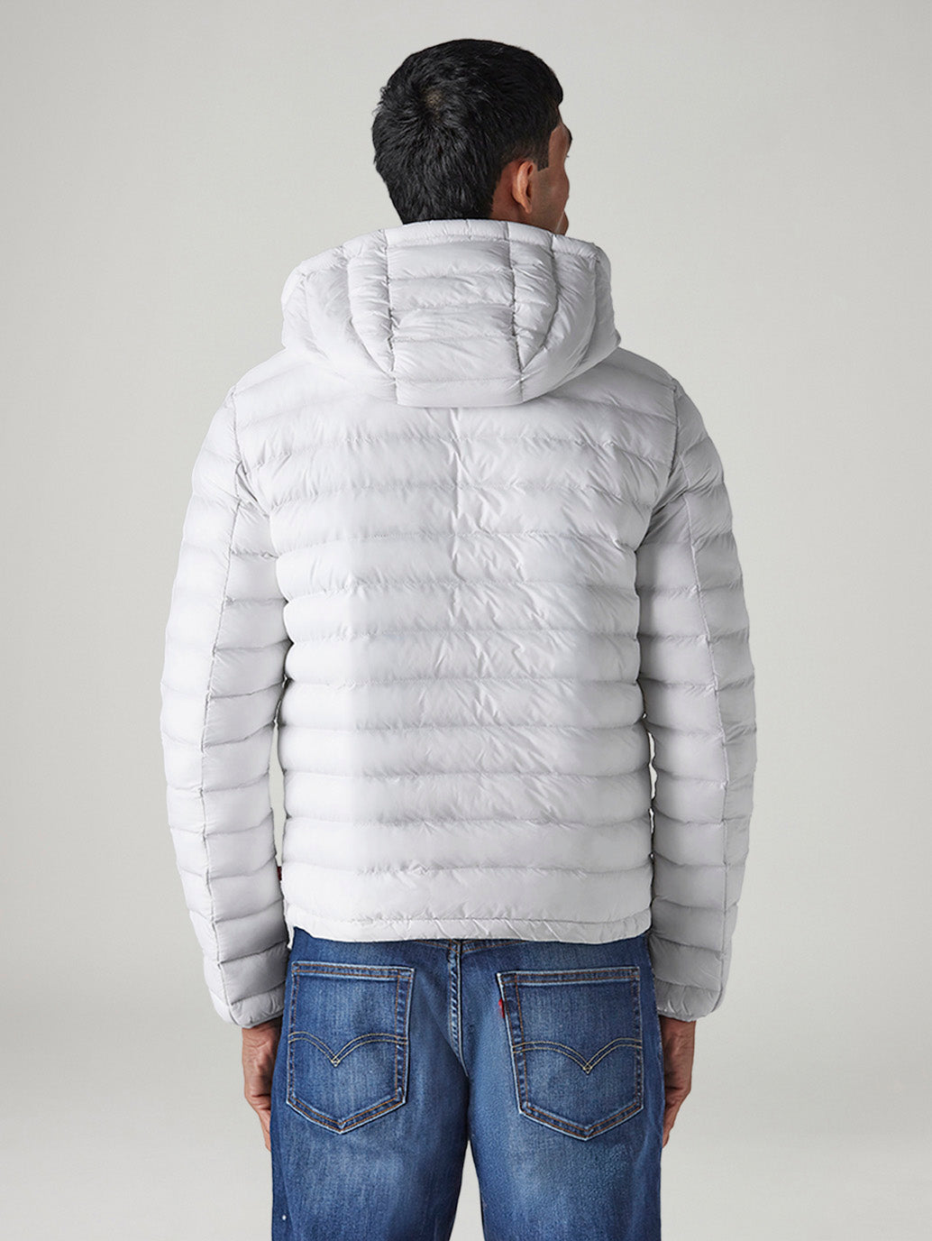 Men's Quilted Slim Fit Puffer Jacket - Back View