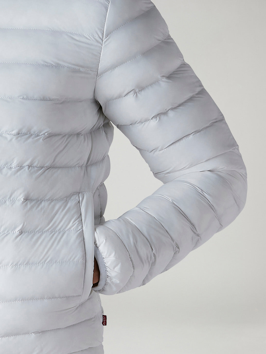 Men's Quilted Slim Fit Puffer Jacket - Detail View