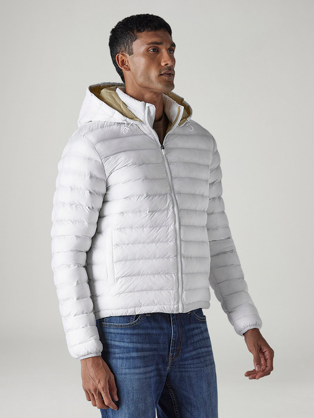 Men's Quilted Slim Fit Puffer Jacket - Side View