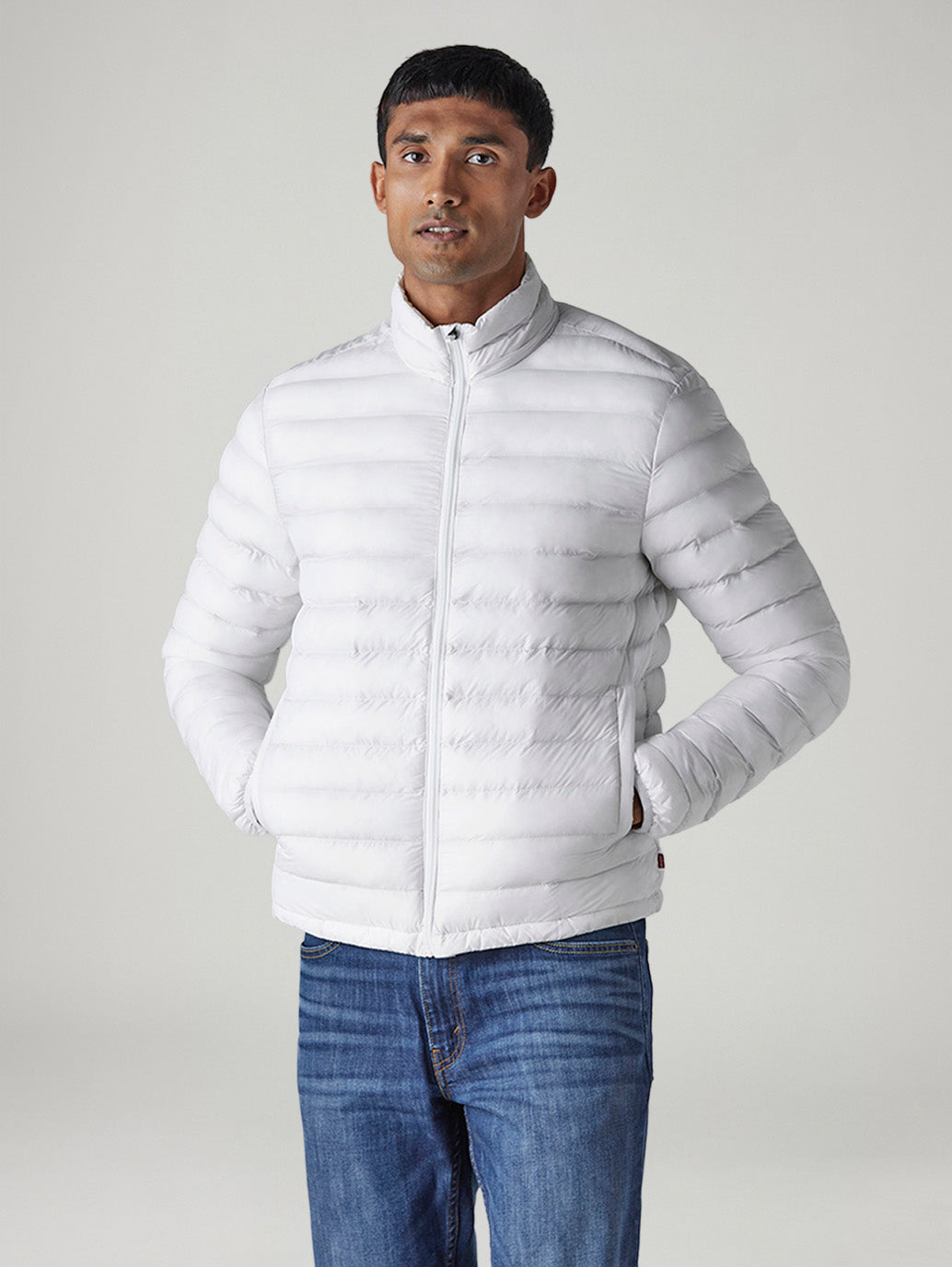 Men's Quilted Slim Fit Puffer Jacket - Side View