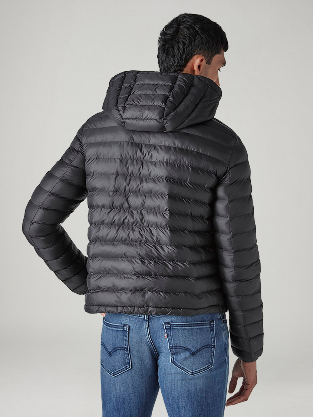 Men's Quilted Slim Fit Puffer Jacket - Back View