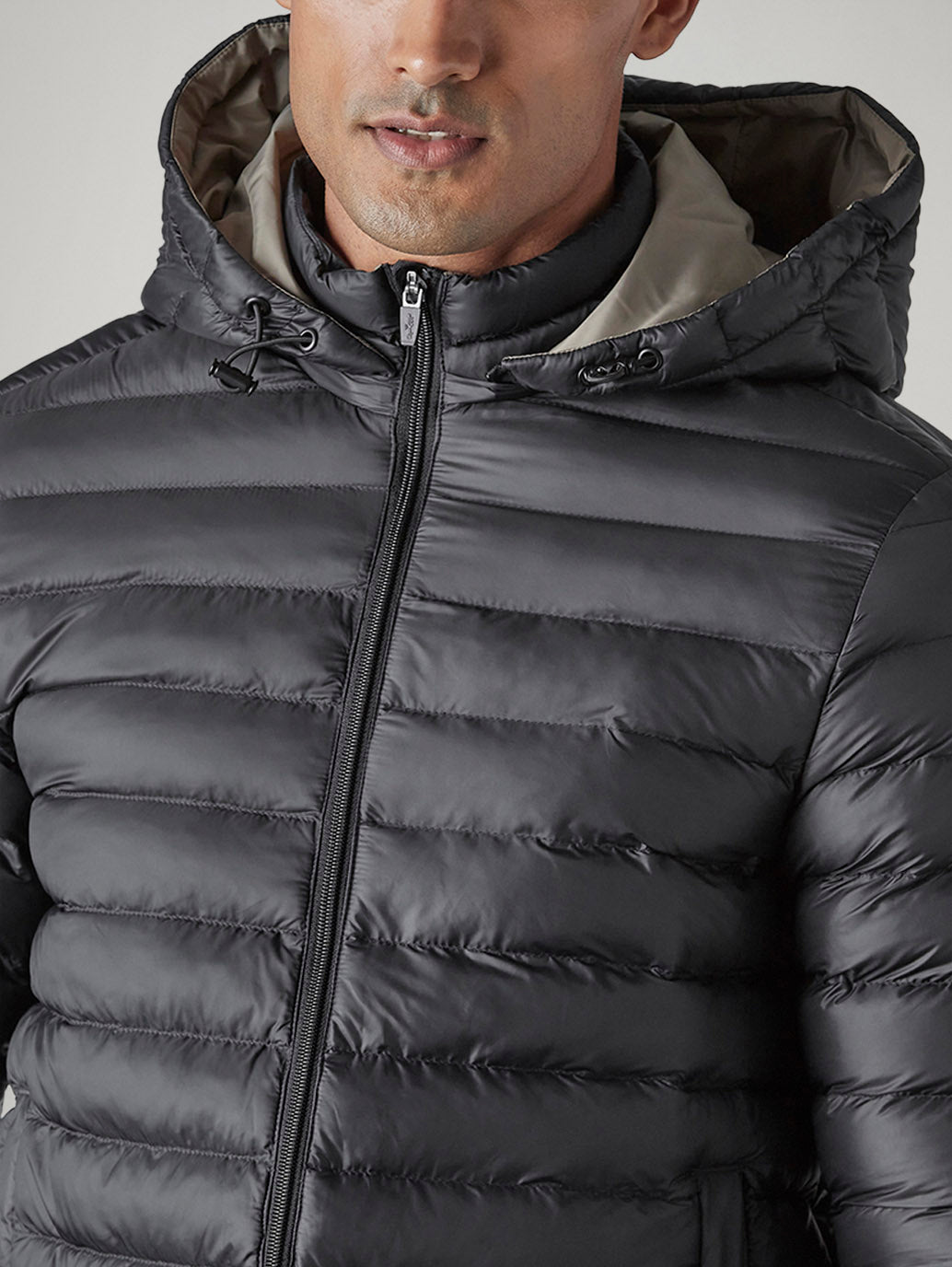 Men's Quilted Slim Fit Puffer Jacket - Detail View
