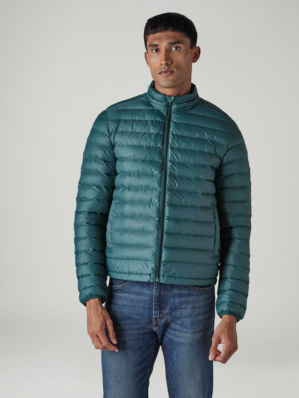 Men's Quilted Slim Fit Jacket - Front View