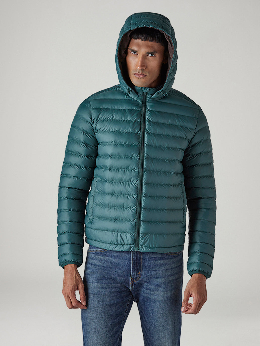 Men's Quilted Slim Fit Jacket - Front View