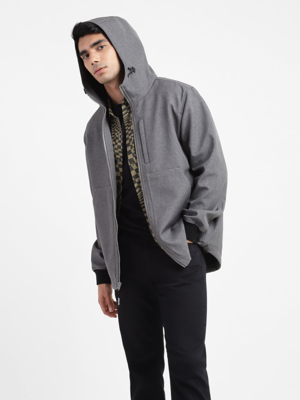 Men's Solid Hooded Tailored Jacket