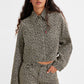 Women's Floral Print Grey Collar Neck Jacket